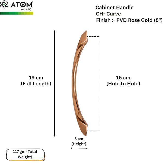 Cabinet Handle CH-CURVE PVD Rose Gold | Designer Curved Furniture Handle