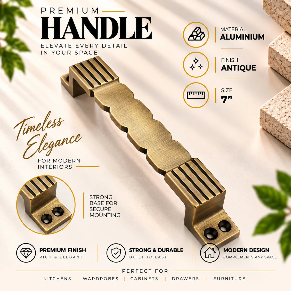 Cabinet Handle CH-GINI Antique Finish 7 Inch | Designer Furniture Pull Handle