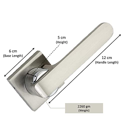 Atom Mortise Rose Door Handle Set with Lock Body | Silver Satin Finish | 3 Keys 10 Inch Lock Body | 6 Lever Double Stage Lockset for Door, Main door, home door, Bedroom, Living Room, O-35Rose