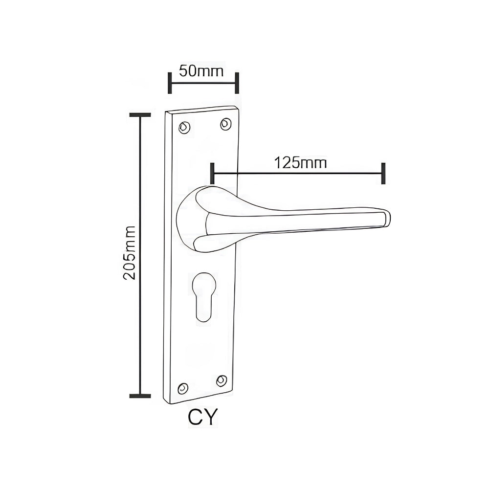 Gold Antique Handle with Cylinder Lock Plate 60mm CY (O-79)