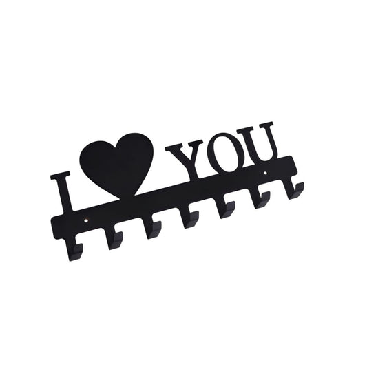 I Love You Designer Key Holder | Wall Mounted Metal Key Stand Black