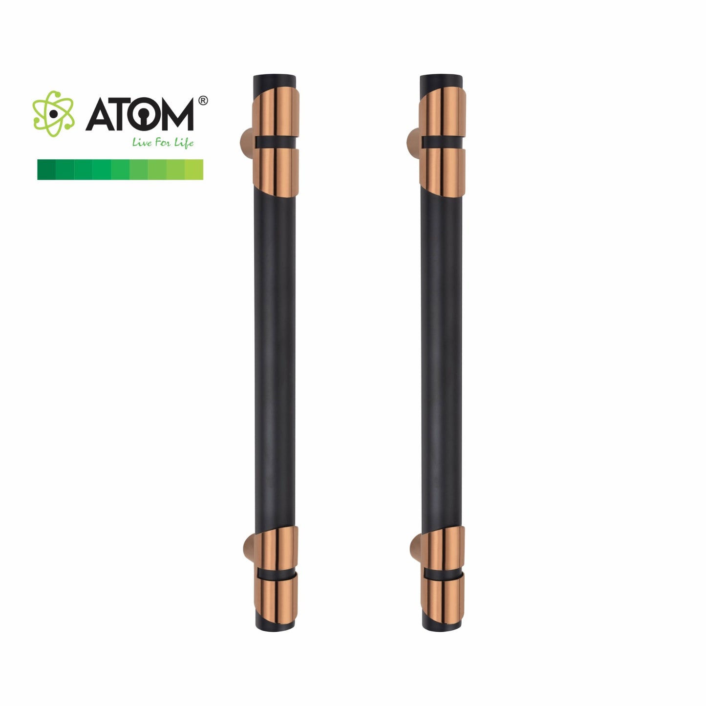 ATOM Cedar Main Door Pull Handle | Aluminium | Black Rose Gold PVD Finish | 1 Year Warranty