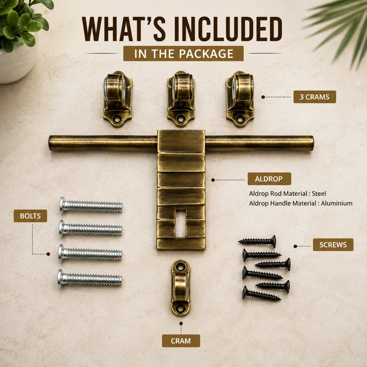 Jonny 12 Inch Antique Aldrop | Premium Brass Door Aldrop