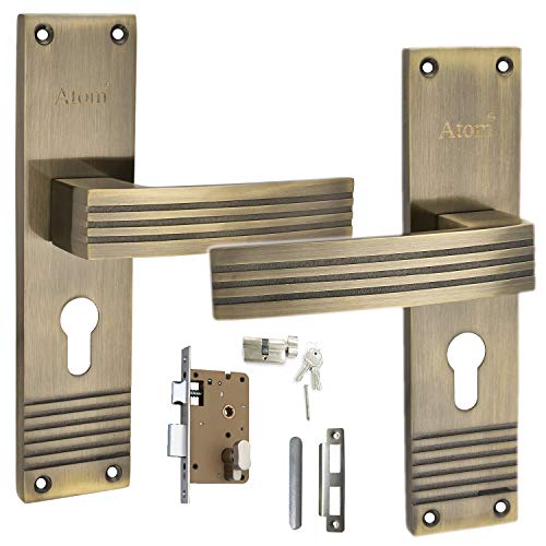 Mortise Door Handle Set with Lock Body, 3 Keys, Silver Satin Finish (O-31Cy)