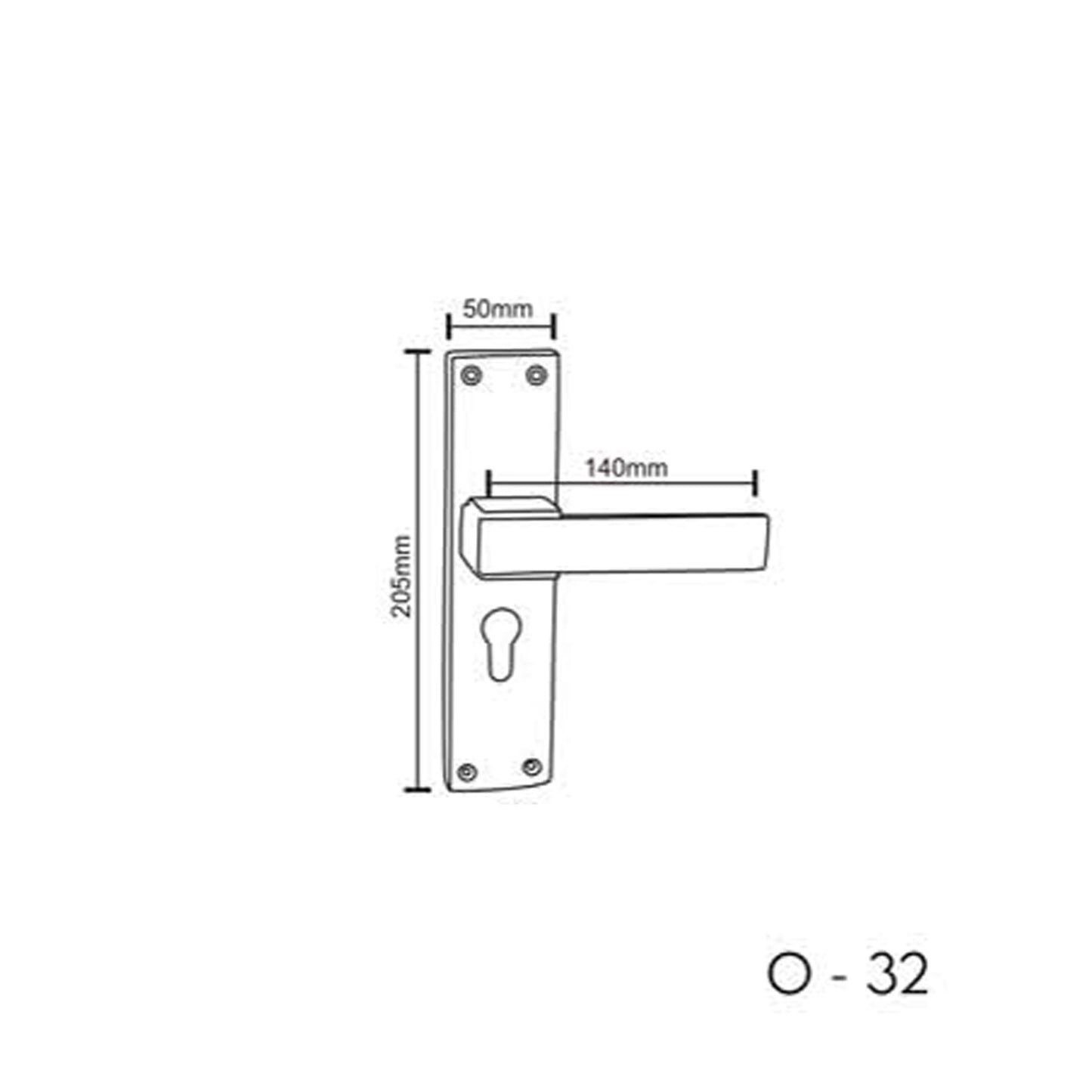 Mortise Door Handle Set with Lock Body, 3 Keys, Silver Satin Finish (O-32Cy)