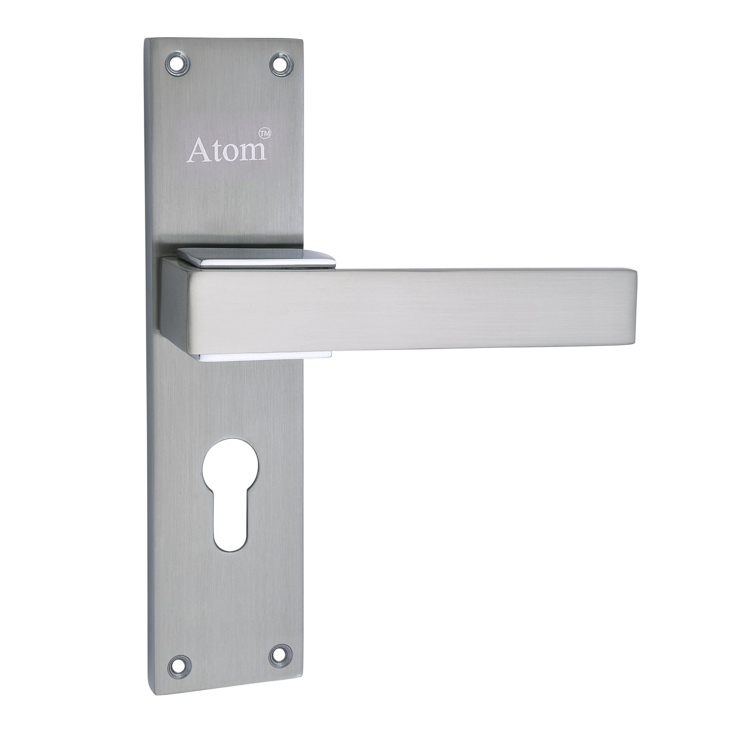 Mortise Door Handle Set with Lock Body, 3 Keys, Silver Satin Finish (O-32Cy)