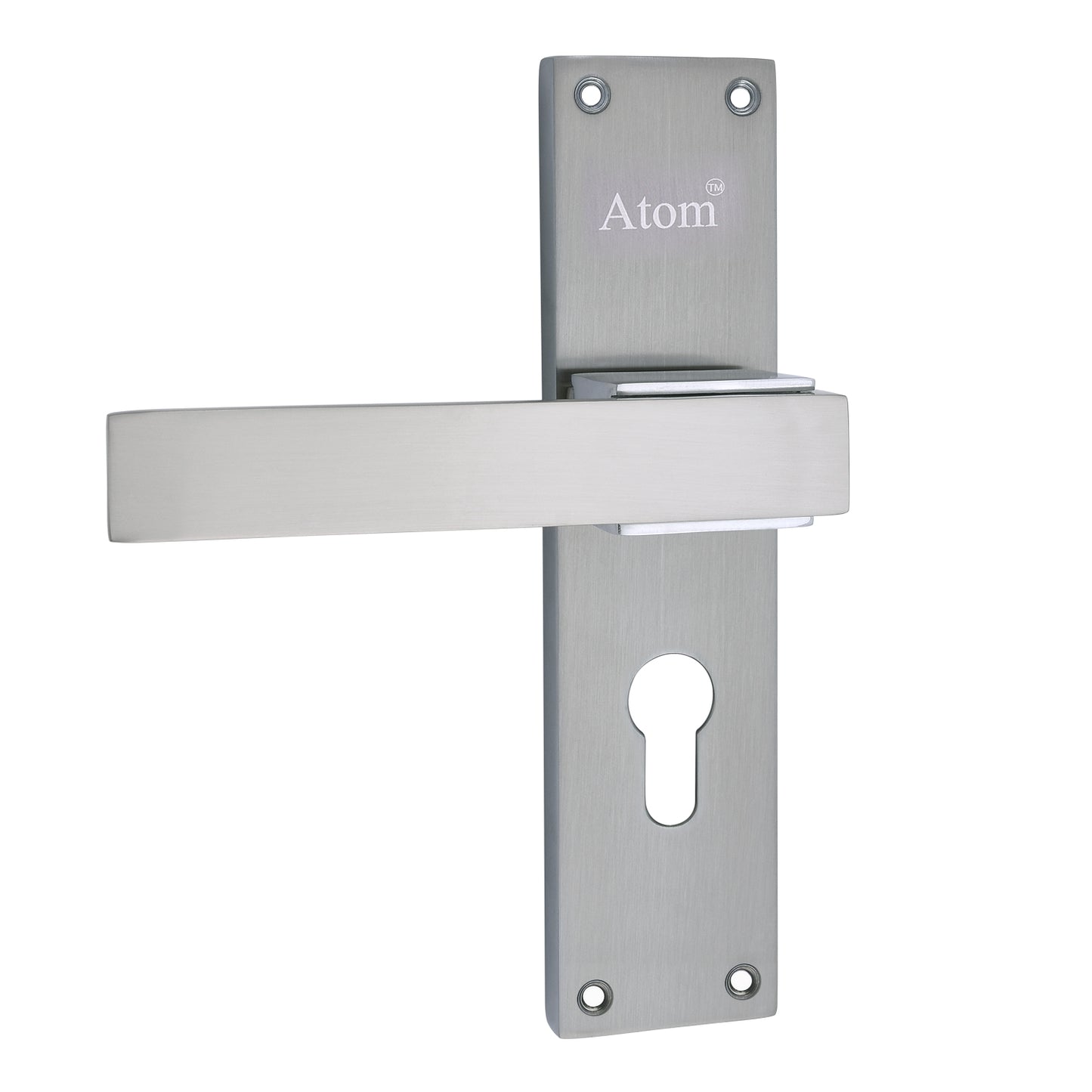 Mortise Door Handle Set with Lock Body, 3 Keys, Silver Satin Finish (O-32Cy)