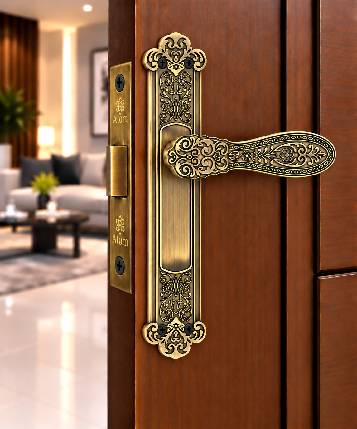 Atom 10 inch Heavy Duty Zinc Mortise Door Lock for Bedroom, Living Room, Main Door, Home door, Doors |  Finish Brass Antique |  Lockset for House Hotel Office O-49