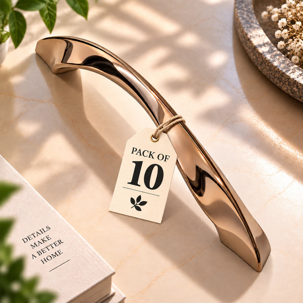 Cabinet Handle CH-CURVE PVD Rose Gold | Designer Curved Furniture Handle
