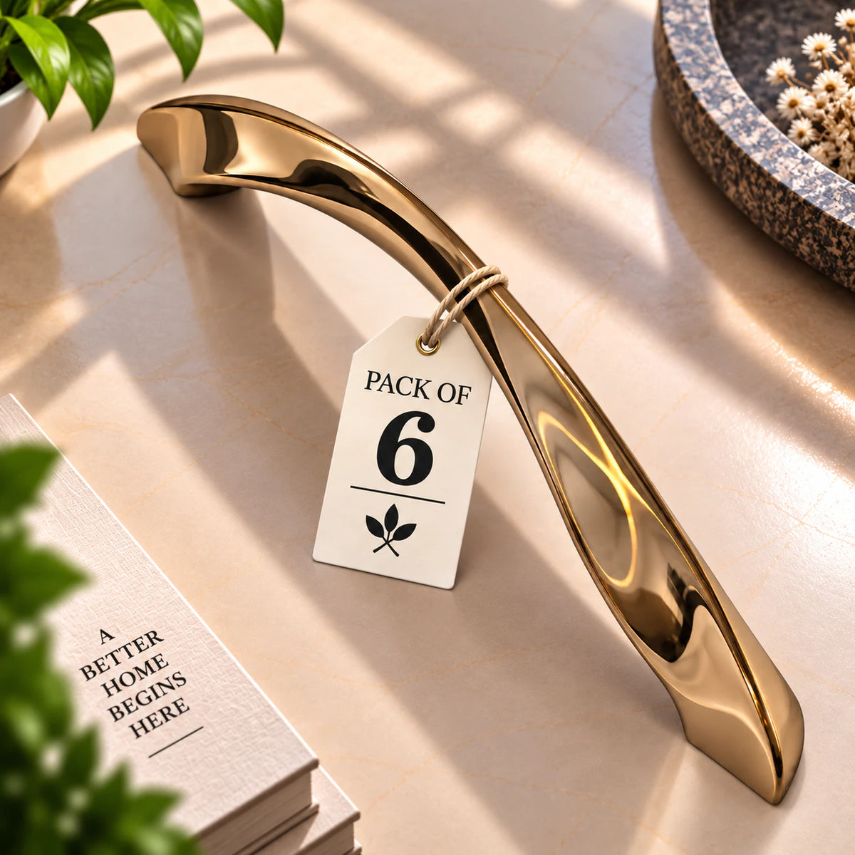 Cabinet Handle CH-CURVE PVD Rose Gold | Designer Curved Furniture Handle