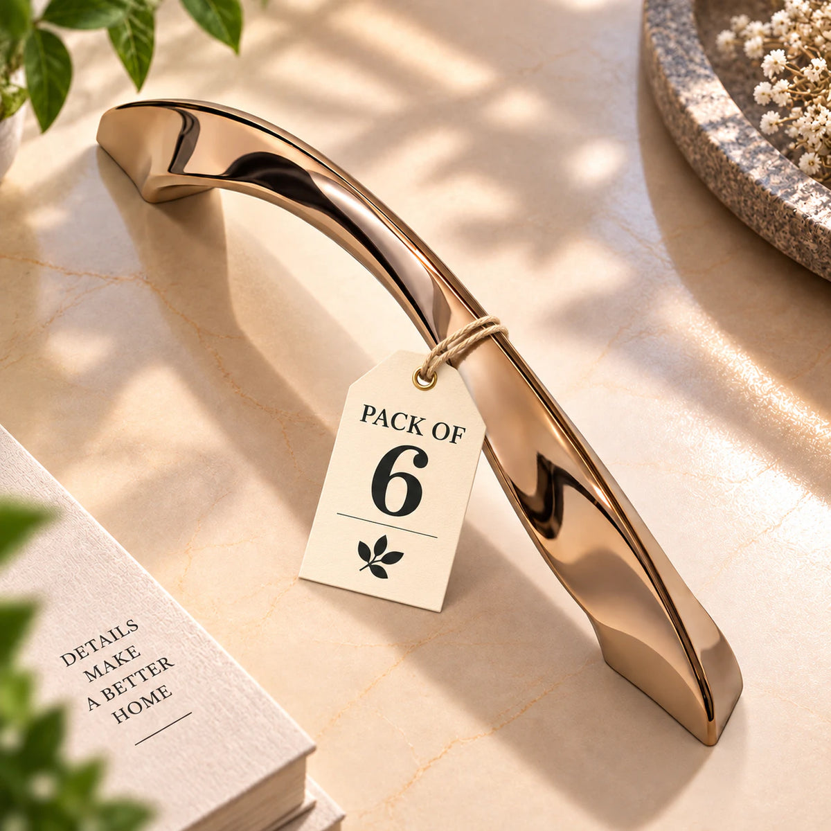 Cabinet Handle CH-CURVE PVD Rose Gold | Designer Curved Furniture Handle