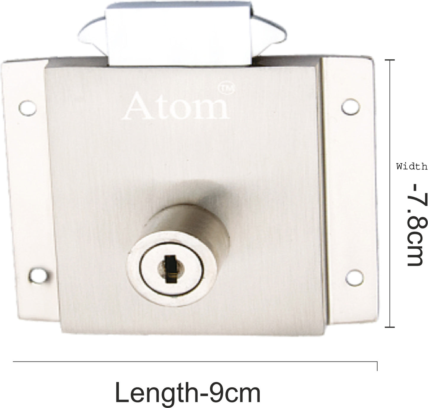 Zinc Door lock, Silver Satin Finish (2 Keys)